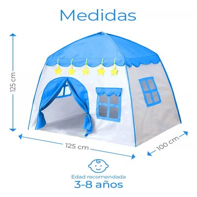 Tienda de Campaña Para Niños 3 Ventanas 1,30mts x 1,00mts x 1,30mts
