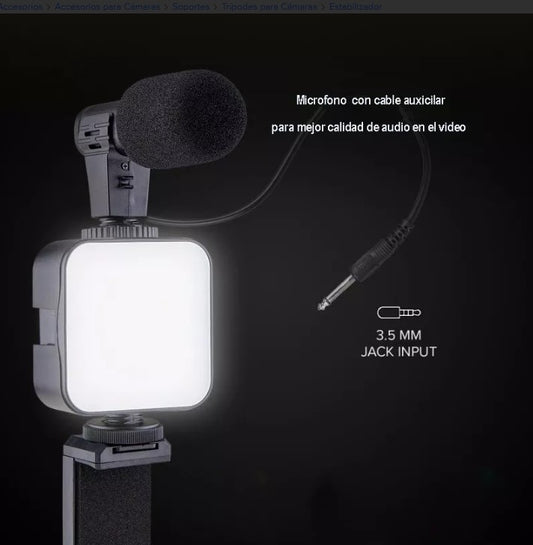 Trípode De Celular Con Luz Y Micrófono - Kit de Grabación