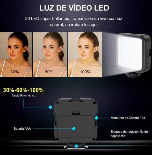 Trípode De Celular Con Luz Y Micrófono - Kit de Grabación