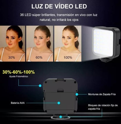Trípode De Celular Con Luz Y Micrófono - Kit de Grabación