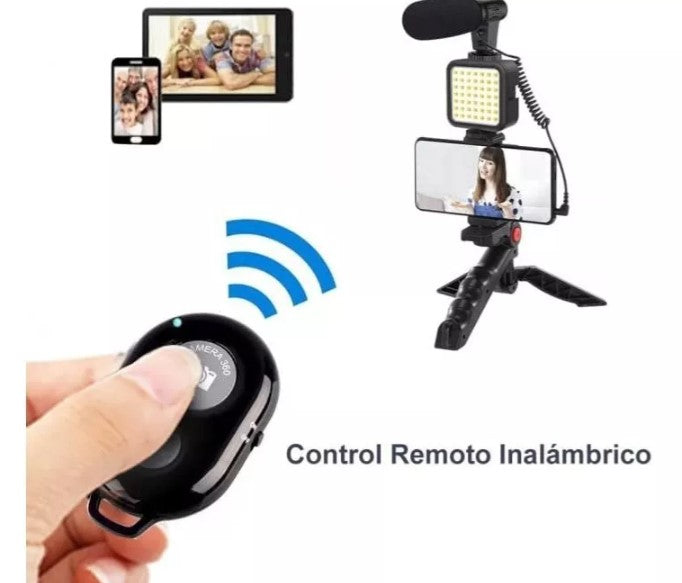Trípode De Celular Con Luz Y Micrófono - Kit de Grabación