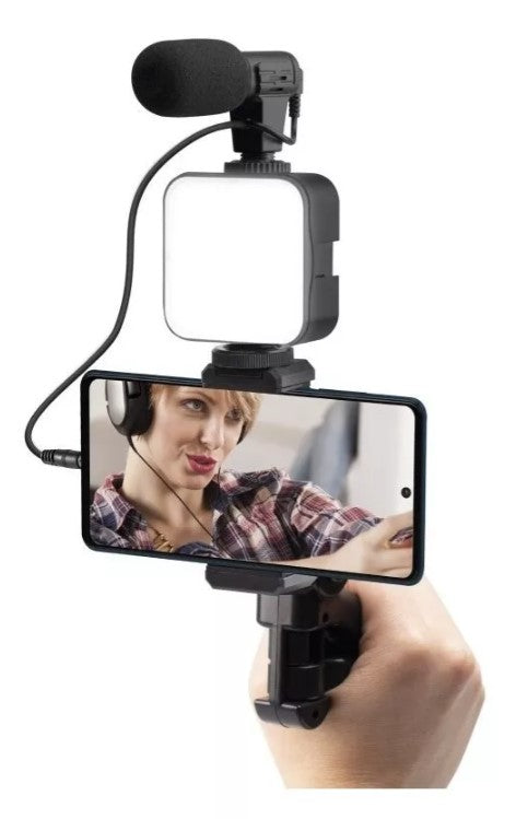 Trípode De Celular Con Luz Y Micrófono - Kit de Grabación