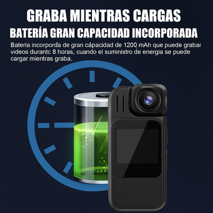 Videocámara Corporal Con Pantalla 1,3 pulgadas