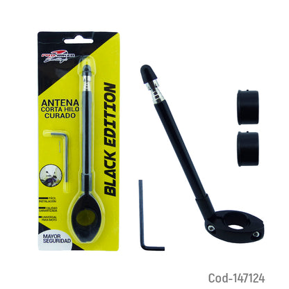 Antena Para Moto Corta Hilo Curado Negra PRO-BIKER Black Edition