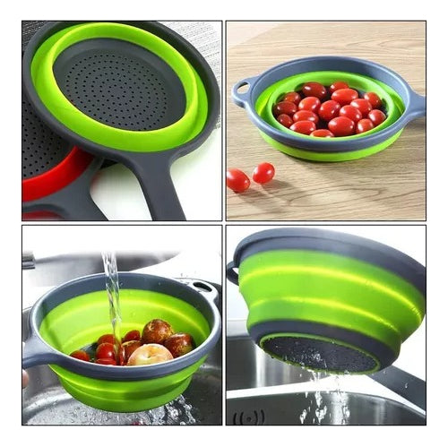 Colador Verde Plegable + Cesta