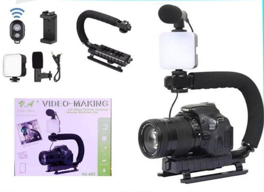 Estabilizador de Video Profesional con Luz LED y Micrófono