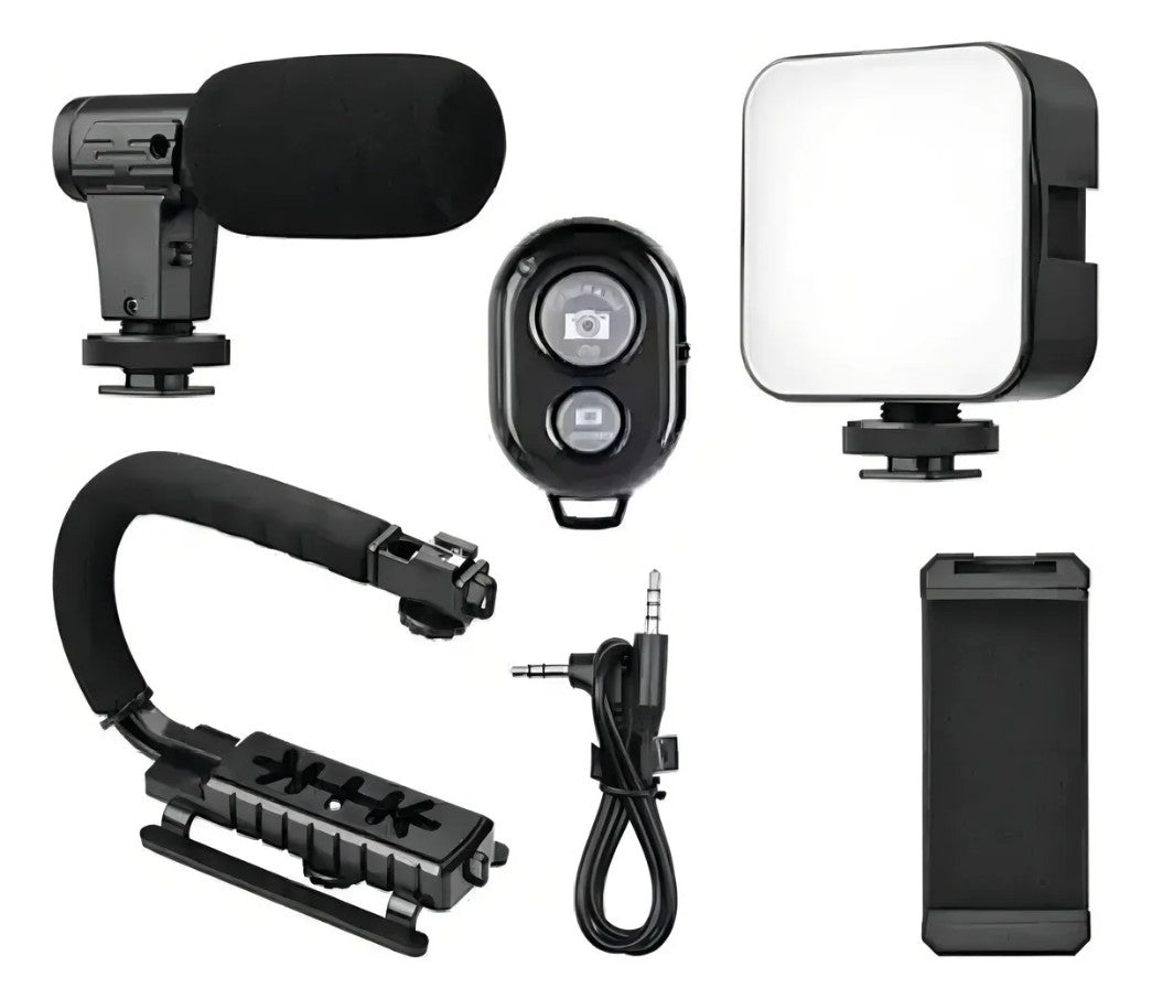 Estabilizador de Video Profesional con Luz LED y Micrófono