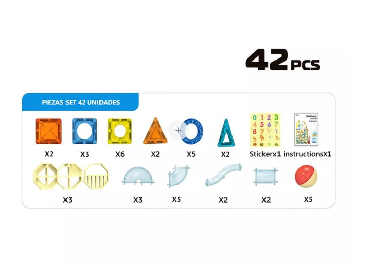 Juego Bloques de Construcción de Tuberías Magnéticas 42 Piezas