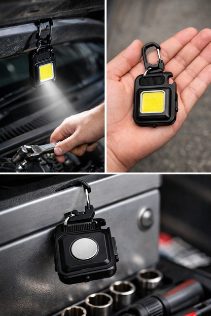 Pack 2 Linternas Llaveros COB con Gancho e Imán 800 Lumens