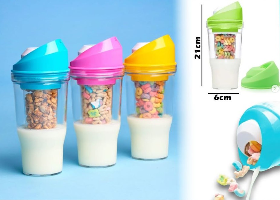 Vaso Doble Portátil para Cereal